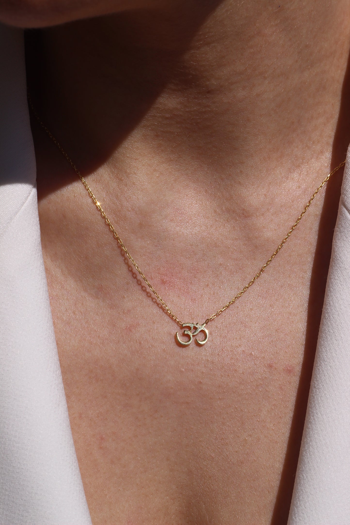 14k Gold Aum Necklace, Gold Ohm Necklace, Stacking Necklace, Handmade Necklace, Birthday Gift, Gift For Her