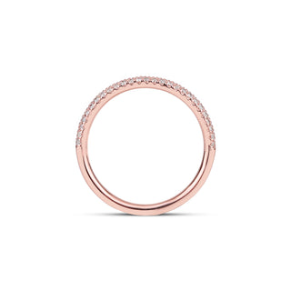 14k Rose Gold Diamond Two Row Infinity Wedding Band, Gold Stacking Ring, Christmas Gift, Birthday Gift, Gift For Her