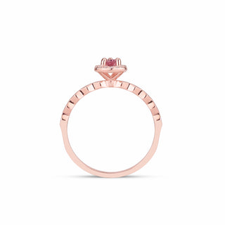 14k Rose Gold Diamond Pear Pink Morganite Stacking Ring, Birthstone Ring, Christmas Gift, Gift For Her