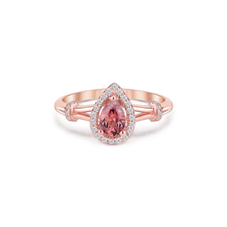 14k Rose Gold Diamond Pear Cut Pink Morganite Twisted Ring, Birthstone Ring, Christmas Gift, Gift For Her