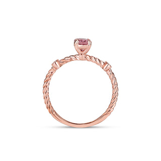 14k Rose Gold Diamond Oval Ruby Twisted Ring, Birthstone Ring, Christmas Gift, Handmade Ring, Gift For Her