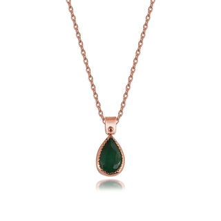 14k Rose Gold Pear Cut Emerald Bezel Necklace, Pear Cut Emerald Necklace, Emerald Bezel Necklace, Christmas Gift, Handmade Necklace, Gift For Her