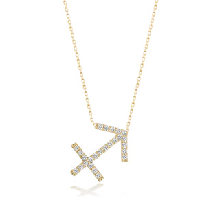 14k Yellow Gold Diamond Zodiac Sagittarius Necklace, Christmas Gift, Birthday Gift, Gift For Her