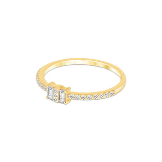 14k Gold Diamond Duo Baguette Wedding Band, Gold Stacking Ring, Christmas Gift, Gift For Her