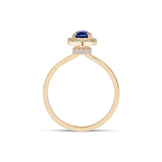 14k Yellow Gold Diamond Oval Sapphire Stacking Ring, Birthstone Ring, Christmas Gift, Gift For Her