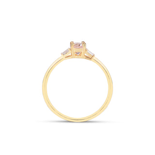 14k Yellow Gold Baguette Diamond Oval Pink Morganite Ring, Birthstone Ring, Gold Stacking Ring, Christmas Gift, Birthday Gift, Anniversary Gift, Handmade Ring, Gift For Her