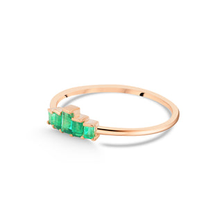 14k Yellow Gold Emerald Five Baguette Cut Stacking Ring, Birthstone Ring, Christmas Gift, Birthday Gift, Anniversary Gift, Gift For Her