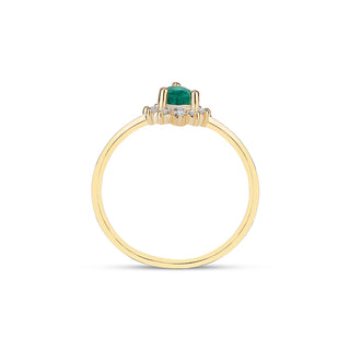 14k Yellow Gold Diamond Pear Cut Emerald Stacking Ring, Birthstone Ring, Christmas Gift, Gift For Her