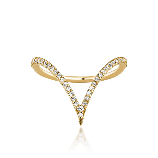 Solid Gold Diamond Chevron Ring