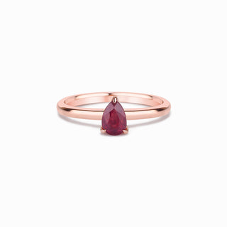 14k Rose Gold Pear Cut Ruby Solitaire Engagement Ring, Birthstone Ring, Christmas Gift, Gift For Her