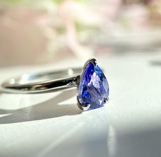 14k Rose Gold Pear Cut Tanzanite Solitaire Engagement Ring, Birthstone Ring, Christmas Gift, Gift For Her