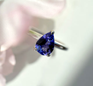 14k Rose Gold Pear Cut Tanzanite Solitaire Engagement Ring, Birthstone Ring, Christmas Gift, Gift For Her