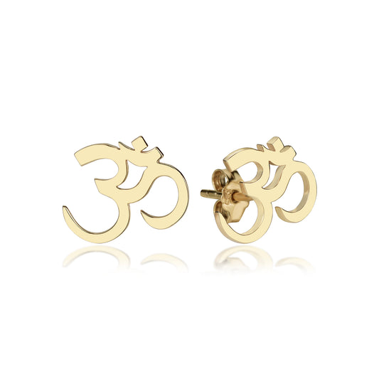 14k gold aum earrings, gold ohm earrings, stacking earrings, handmade earrings, birthday gift, gift for her, celestial earrings
