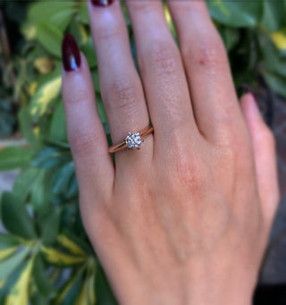 14k Rose Gold Diamond Six Prong Setting Ring, Diamond Bridal Ring, Diamond Wedding Band, Engagement Ring, Solitaire Ring, Christmas Gift, Gift For Her