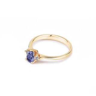 14k Yellow Gold Diamond Pear Tanzanite Trio Ring, Birthstone Ring, Christmas Gift, Gift For Her