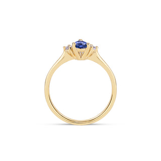 14k Yellow Gold Diamond Pear Tanzanite Trio Ring, Birthstone Ring, Christmas Gift, Gift For Her