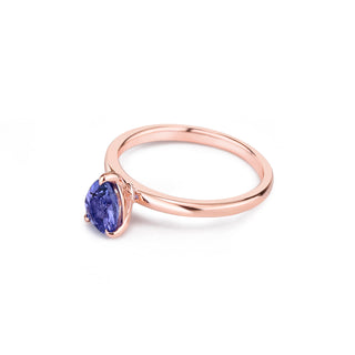 14k Rose Gold Pear Cut Tanzanite Solitaire Engagement Ring, Birthstone Ring, Christmas Gift, Gift For Her