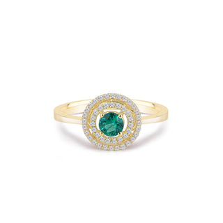 14k Gold Emerald Diamond Ring, Diamond Circle Ring, Double Row Ring, Gold Stacking Ring, Christmas Gift, Gift For Her