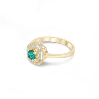 14k Gold Emerald Diamond Ring, Diamond Circle Ring, Double Row Ring, Gold Stacking Ring, Christmas Gift, Gift For Her