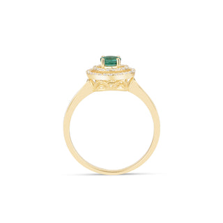 14k Gold Emerald Diamond Ring, Diamond Circle Ring, Double Row Ring, Gold Stacking Ring, Christmas Gift, Gift For Her