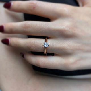 14k Rose Gold Diamond Six Prong Setting Ring, Diamond Bridal Ring, Diamond Wedding Band, Engagement Ring, Solitaire Ring, Christmas Gift, Gift For Her