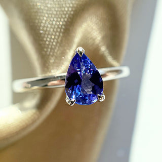 14k Rose Gold Pear Cut Tanzanite Solitaire Engagement Ring, Birthstone Ring, Christmas Gift, Gift For Her