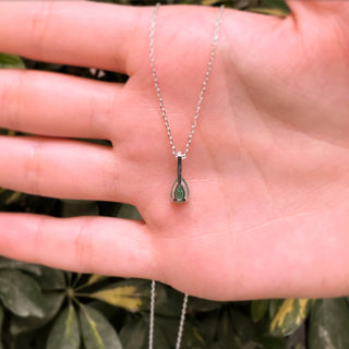 14k Gold Diamond Pear Emerald Necklace, Handmade Necklace, Christmas Gift, Birthday Gift, Gift For Her