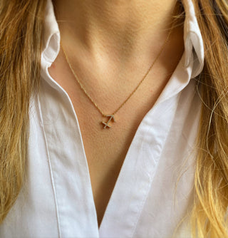 14k Yellow Gold Diamond Zodiac Sagittarius Necklace, Christmas Gift, Birthday Gift, Gift For Her