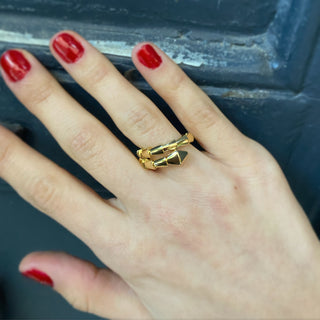 14k Gold Serpent Ring, Snake Style Ring, Gold Serpent Ring, Open Cuff Ring, Snake Cuff Ring, Animal Stacking Ring, Gift For Her