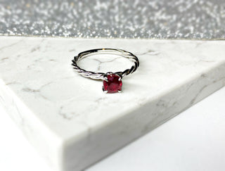 Gold Ruby Twisted Ring, Ruby Engagement Ring, Ruby Wedding Band, Gold Stacking Ring, Handmade Ring, Gift For Her