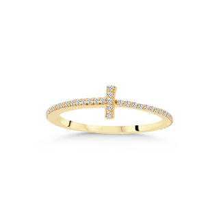 Diamond Cross Eternity Ring in 14K Solid Gold