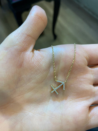 14k Yellow Gold Diamond Zodiac Sagittarius Necklace, Christmas Gift, Birthday Gift, Gift For Her