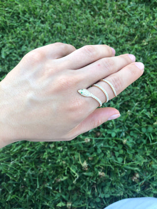 18k Gold Diamond Serpent Ring, Serpent Ring, Gold Serpent Ring, Diamond Snake Ring, Gold Snake Ring, Serpent Cuff Ring, Gift For Her