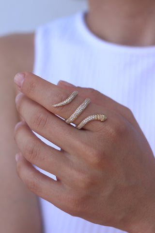 18k Gold Diamond Serpent Ring, Serpent Ring, Gold Serpent Ring, Diamond Snake Ring, Gold Snake Ring, Serpent Cuff Ring, Gift For Her