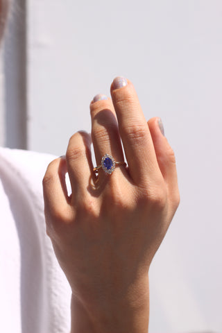 14k Gold Diamond Tanzanite Ring, Genuine Tanzanite Engagement Ring, December Birthstone, Oval Wedding Band, Tanzanite Crown Ring, Christmas Gift, Gift For Her