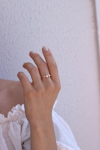 14k White Gold T Ring, Gold Cuff Ring, T Shape Ring, Christmas Gift, Gold Cuff Ring, Geometric Ring, Gold Stacking Ring, Handmade Ring, Gift For Her