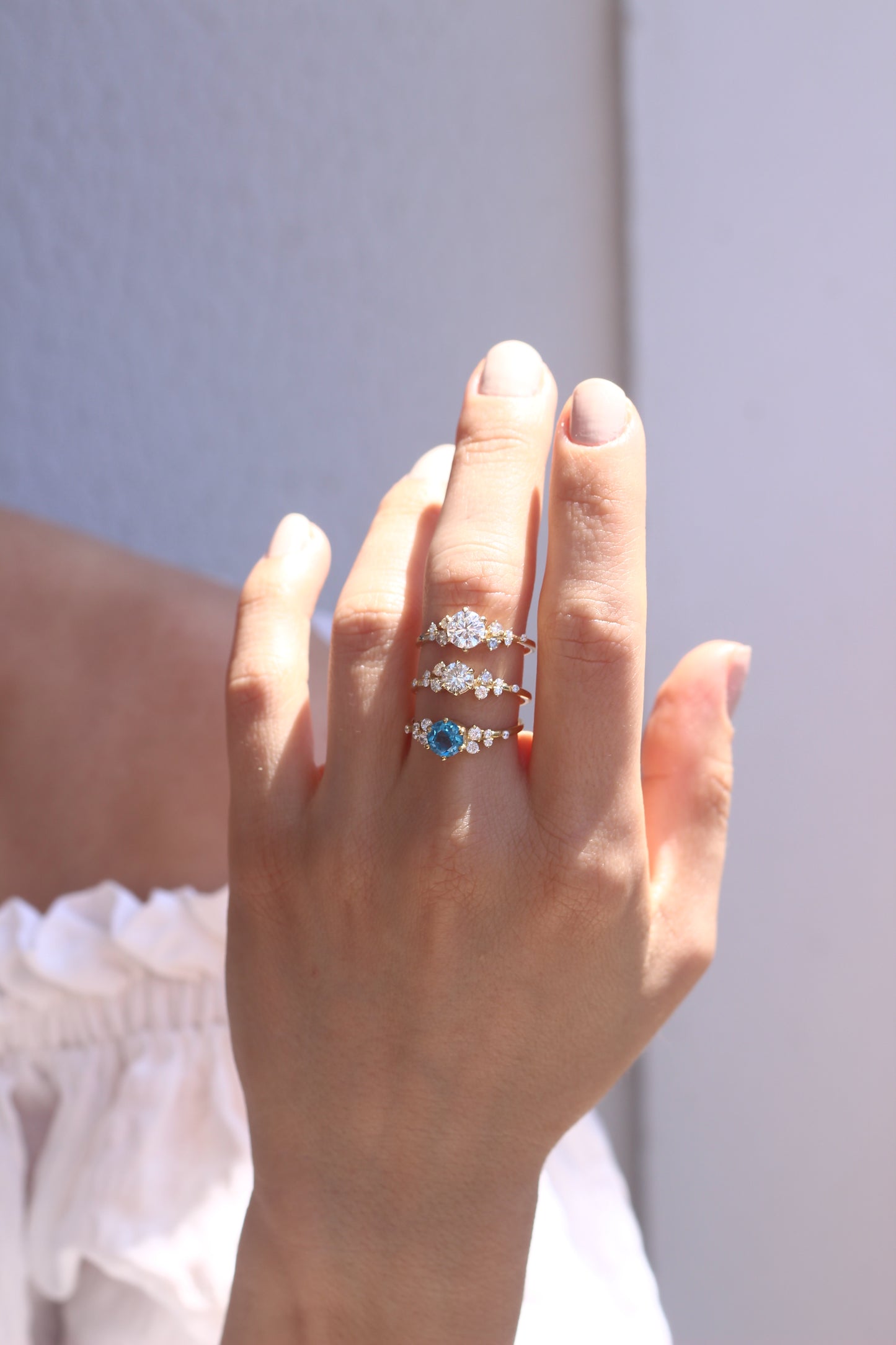14k Gold Diamond Aquamarine Cluster Ring, Cluster Diamond Ring, Engagement Ring, Birthstone Ring, Handmade Ring, Gold Cluster Ring, Gift For Her