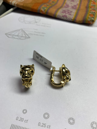 18k Gold Diamond Panthere Earring, Leopard Earrings, Animal Earrings, Gold Panther Earring, Stacking Earring, Gift For Her, Christmas Gift