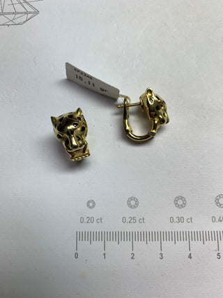 18k Gold Diamond Panthere Earring, Leopard Earrings, Animal Earrings, Gold Panther Earring, Stacking Earring, Gift For Her, Christmas Gift