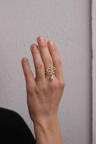 14k Gold Diamond Serpent Ring, Serpent Ring, Gold Serpent Ring, Diamond Snake Ring, Gold Snake Ring, Serpent Cuff Ring, Christmas Gift, Gift For Her