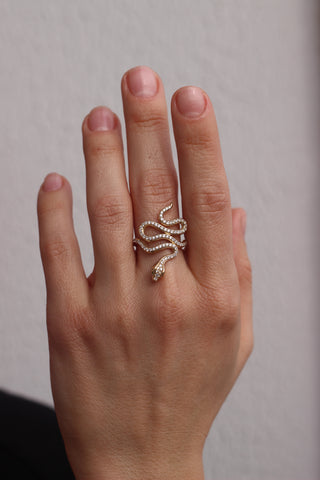 14k Gold Diamond Serpent Ring, Serpent Ring, Gold Serpent Ring, Diamond Snake Ring, Gold Snake Ring, Serpent Cuff Ring, Christmas Gift, Gift For Her