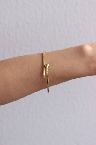 18K Gold Nail Bracelet, Open Nail Bracelet, Coil Bracelet, Open Coil Bracelet, Gold Coil Bracelet, Gift For Her, Christmas Gift