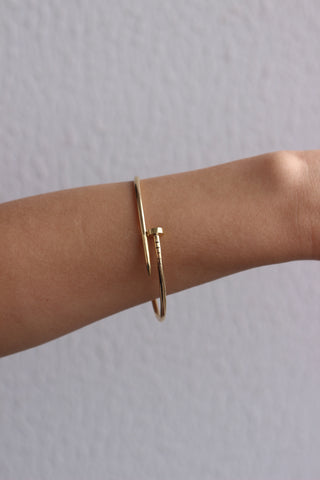 18K Gold Nail Bracelet, Open Nail Bracelet, Coil Bracelet, Open Coil Bracelet, Gold Coil Bracelet, Gift For Her, Christmas Gift