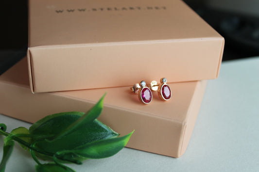 Gold Ruby Diamond Earring, Design Earring, Trend Earring, Fashion Earring, Gift, For Her