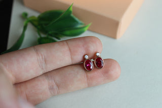 Gold Ruby Diamond Earring, Design Earring, Trend Earring, Fashion Earring, Gift, For Her