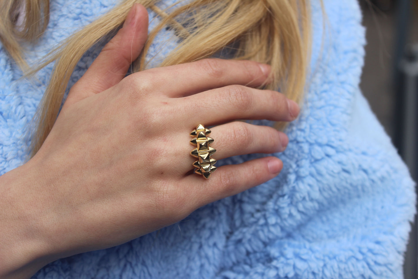 14k Gold Clash Ring, Gold Spike Ring, Gold Clash Ring, Gold Spike Ring, Gold Stacking Ring, Gift For Her, Christmas Gift