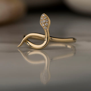 14k Gold Diamond Serpent Ring, Serpent Ring, Gold Serpent Ring, Diamond Snake Ring, Gold Snake Ring, Serpent Cuff Ring, Christmas Gift, Gift For Her