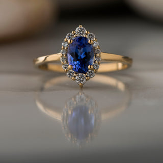 14k Gold Diamond Tanzanite Ring, Genuine Tanzanite Engagement Ring, December Birthstone, Oval Wedding Band, Tanzanite Crown Ring, Christmas Gift, Gift For Her