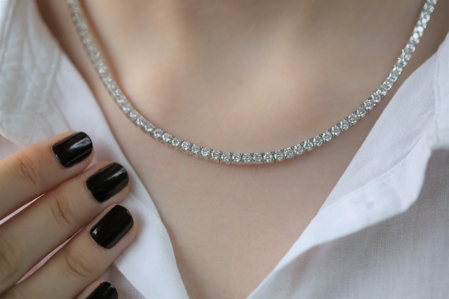 14K Gold Diamond Choker Necklace, Tennis Necklace, Gold Tennis Necklace, Infinity Necklace, Gift For Her, Anniversary Gift