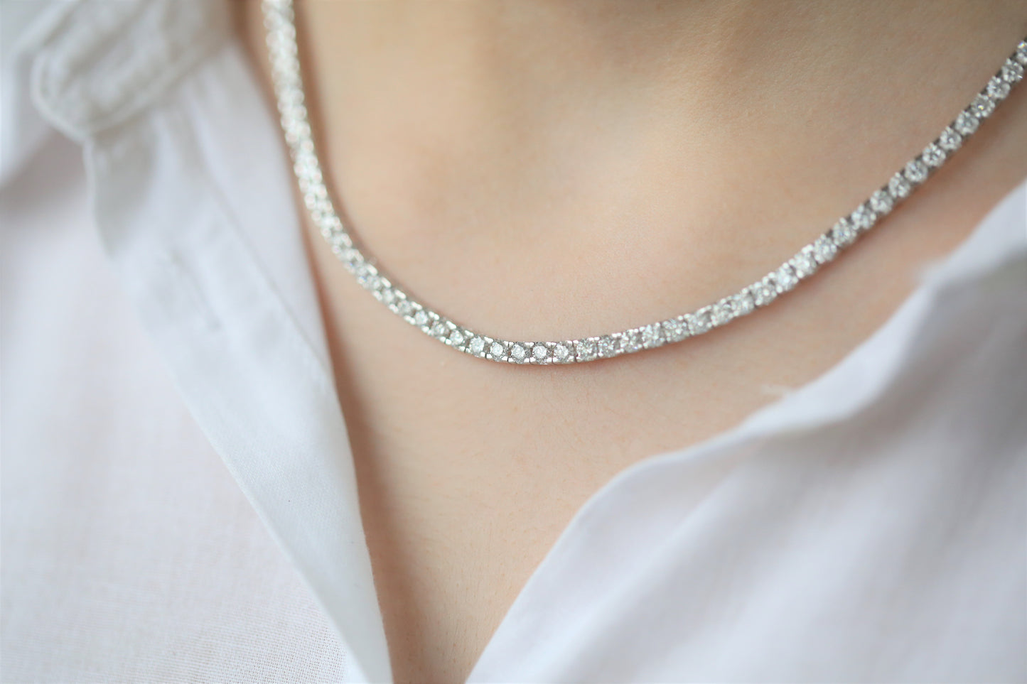 14K Gold Diamond Choker Necklace, Tennis Necklace, Gold Tennis Necklace, Infinity Necklace, Gift For Her, Anniversary Gift